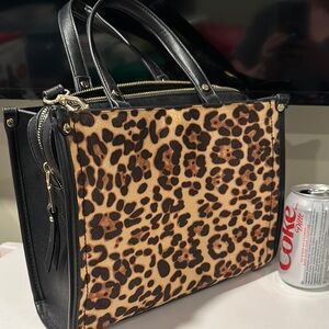 INC International Concepts Brown and Black Leopard Satchel